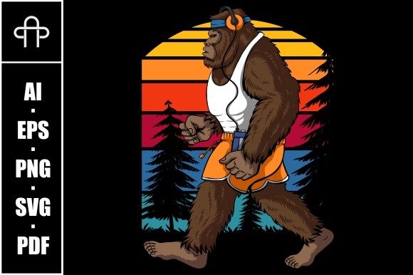 Bigfoot Running Retro