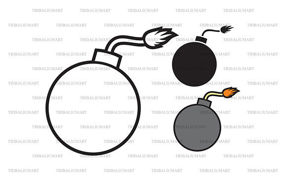 Old and Retro Bomb with Fire
