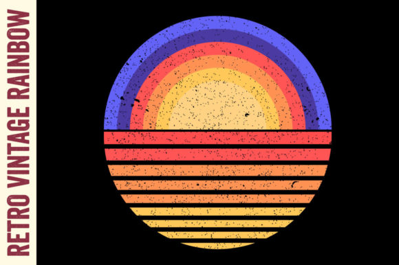 Retro Sunset Vintage Circle Striped
