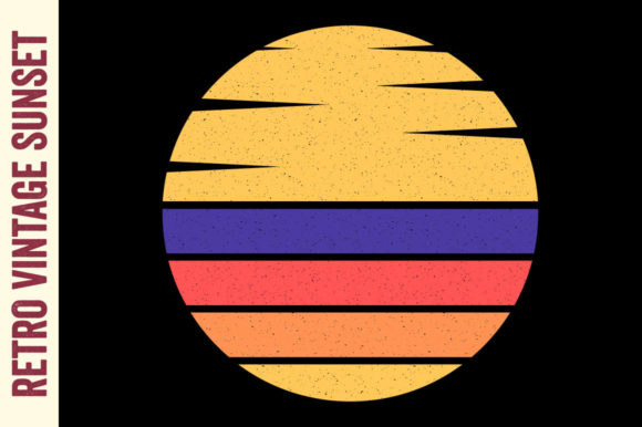 Retro Sunset Vintage Circle Sunrise Wave