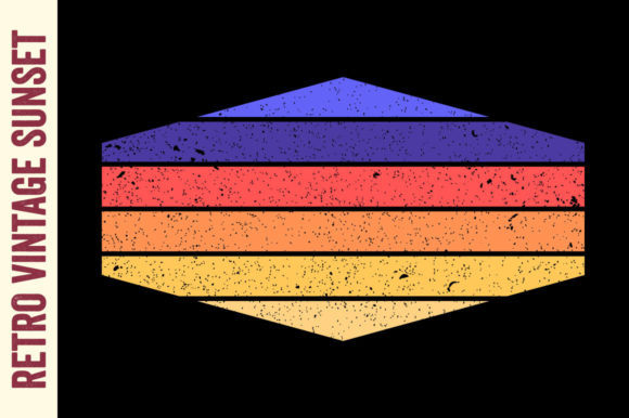 Retro Sunset Vintage Hexagon Grunge