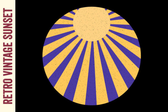 Retro Sunset Vintage Sun Rays Circle