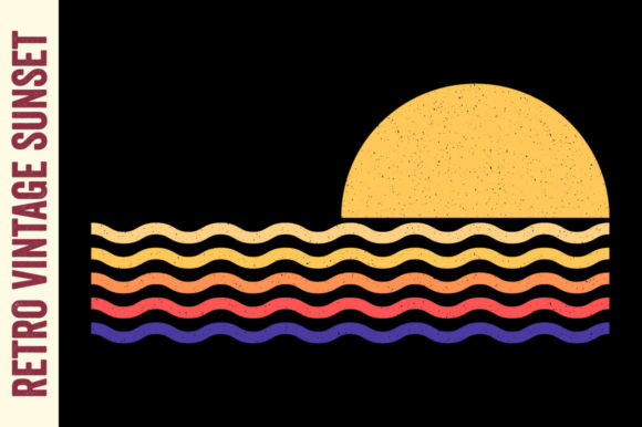Retro Sunset Vintage Tropical Ocean