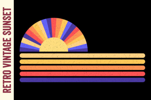 Retro Vintage Sunset 80s, 70s Background