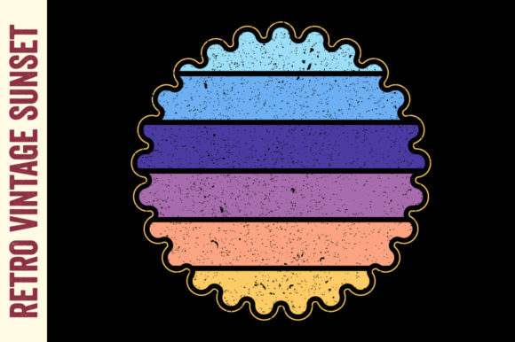 Retro Vintage Sunset Badge Half Circle