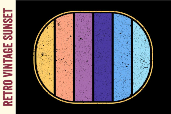 Retro Vintage Sunset Beach Oval