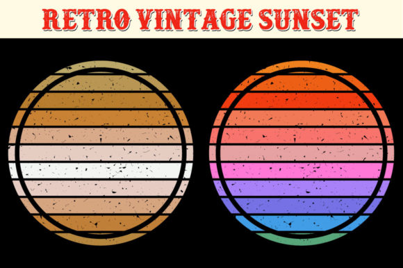 Retro Vintage Sunset Circle Graphics