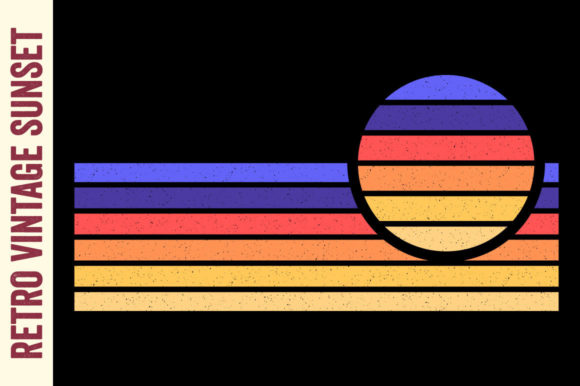 Retro Vintage Sunset Ocean Striped Wave