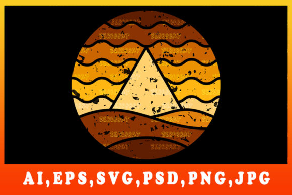 Retro Vintage Sunset Pyramide Clip Art
