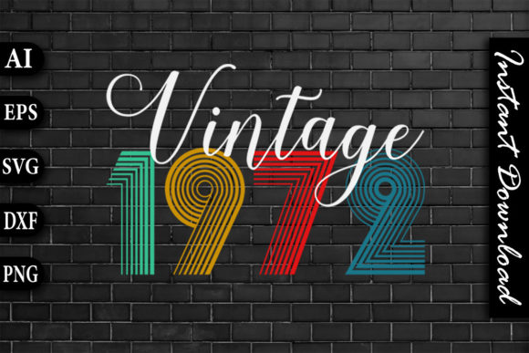 Vintage 1972 Retro Color Birthday Design