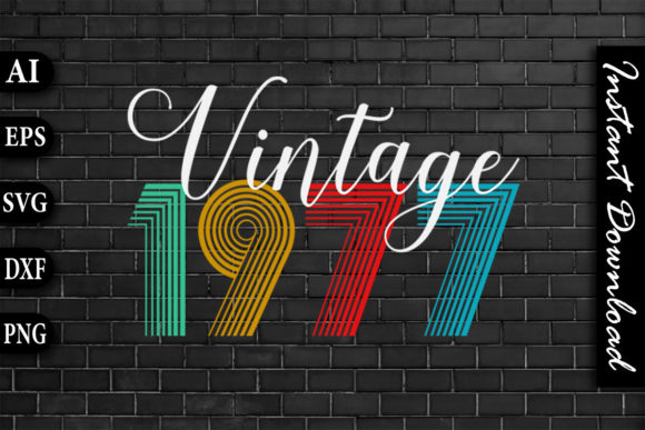 Vintage 1977 Retro Color Birthday Design