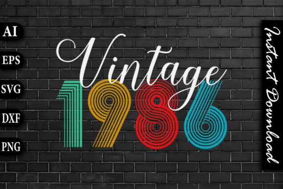 Vintage 1986 Retro Color Birthday Design