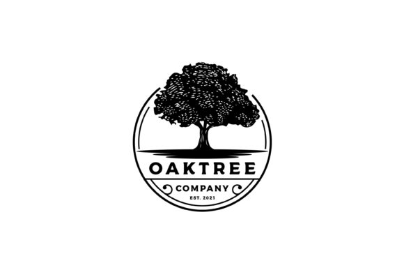Vintage Retro Emblem Oak Tree Logo