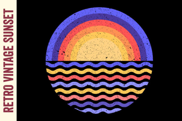 Vintage Sunset Retro Circle 60s, 80s