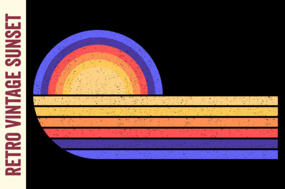 Vintage Sunset Retro Circle Ocean