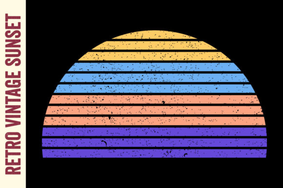 Vintage Sunset Retro Half Circle Beach