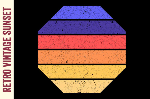 Vintage Sunset Retro Rectangle Design
